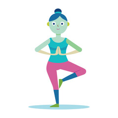 vector tadasana with clear 2 leg on white background