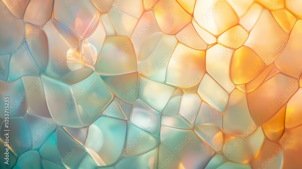 Poster abstract attractive background consisting of pieces of multicolored mosaic glass and rays of light. 