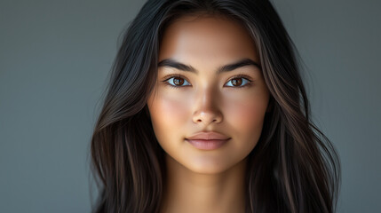 Fototapeta premium Close-Up Portrait Of Young Woman With Natural Beauty And Radiant Skin