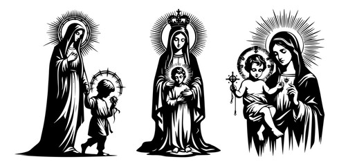 Our Lady Virgin Mary black vector laser cutting