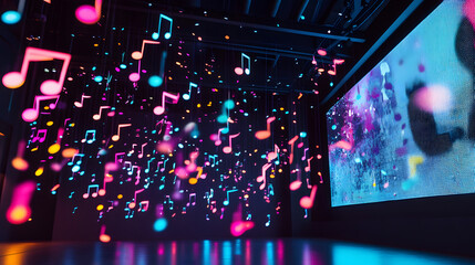 Colorful Music Notes in an Abstract Setting