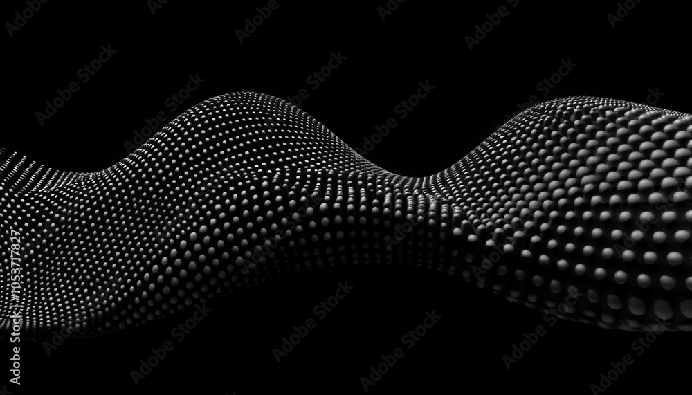 Poster a visually striking abstract representation of a wave-like structure formed by intricately arranged 
