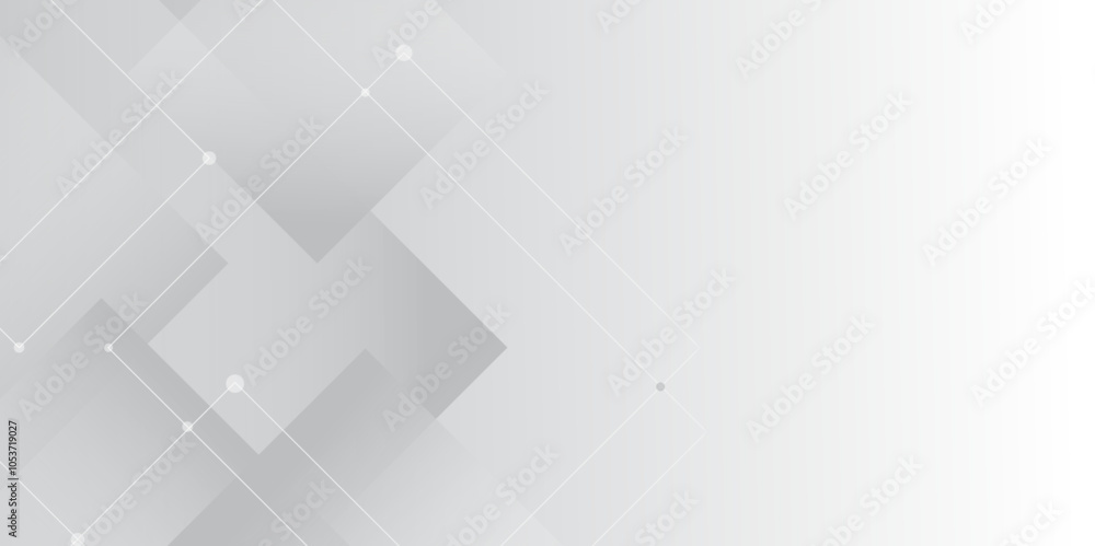 Poster Abstract line or strokes with dots, square line, node point, digital background vector design concept. abstract gradient gray background Future new technology for business or science presentation.