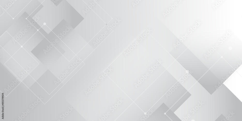 Poster Abstract line or strokes with dots, square line, node point, digital background vector design concept. abstract gradient gray background Future new technology for business or science presentation.