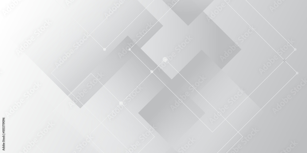 Poster Abstract line or strokes with dots, square line, node point, digital background vector design concept. abstract gradient gray background Future new technology for business or science presentation.
