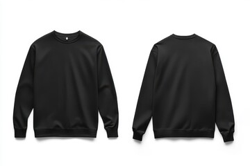 Black unisex long-sleeve sweatshirt on white background