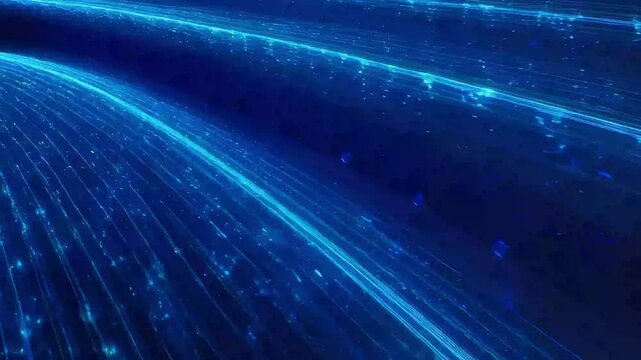 Dynamic Blue Data Streams with Glowing Trails for IT Services
