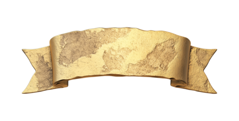 isolated grunge gold ribbon bow banner