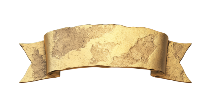 isolated grunge gold ribbon bow banner