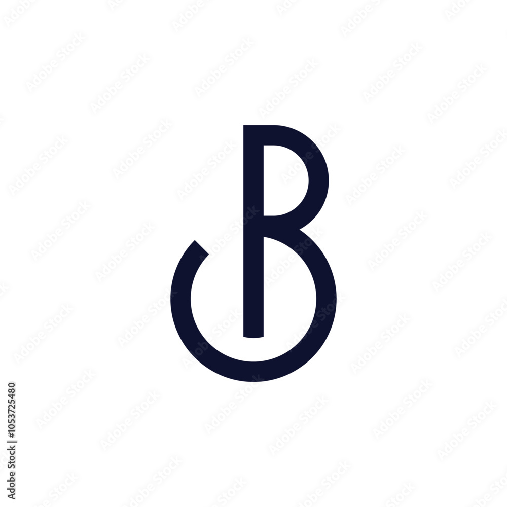 Poster letters pb simple loop lines simple geometric logo vector