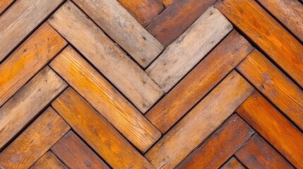 Elegant herringbone parquet floor texture showcasing the rich hues and natural grain of brown oak and walnut in a stylish interior design concept