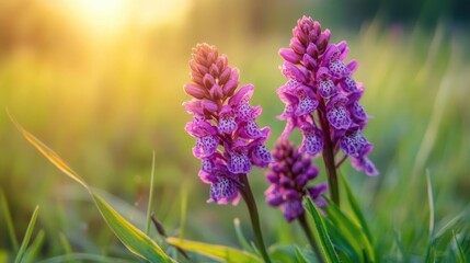 Fototapeta premium Beautiful Pink Orchids in Soft Sunlight