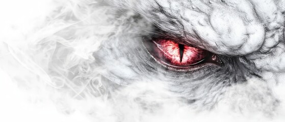  A tight shot of an animal's eye, displaying a crimson iris at its core