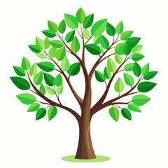 Fototapeta premium A vibrant green tree with lush leaves, perfect for adding a touch of nature to your designs. This illustration is ideal for projects related to spring, growth, or the environment.
