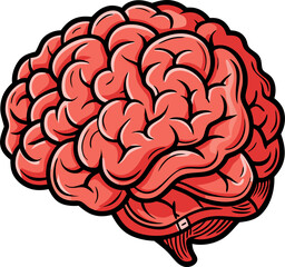 A cartoon illustration of a human brain, perfect for adding a touch of humor to your designs. This fun and playful graphic is ideal for educational materials, medical illustrations.