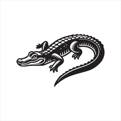 Obraz premium Alligator Silhouette Clipart Design - Alligator Vector illustration in black and white