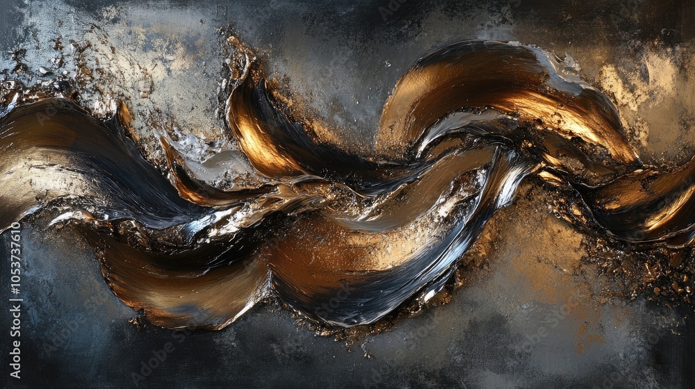 Aufkleber an abstract of metallic forms with intricate flow, symbolizing elegance and appealing to refined art