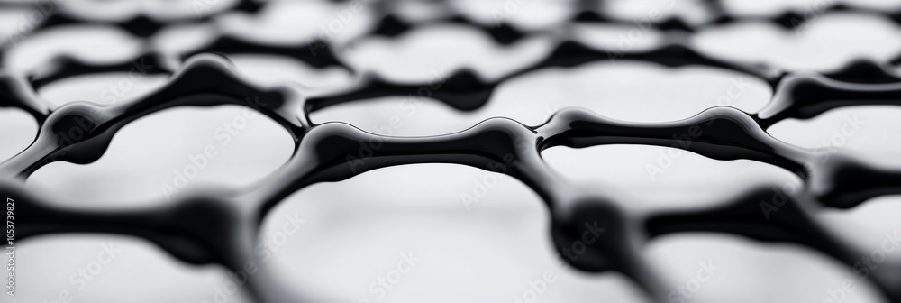 Poster abstract 3d illustration: digital neural networks and data flow; monochrome palette