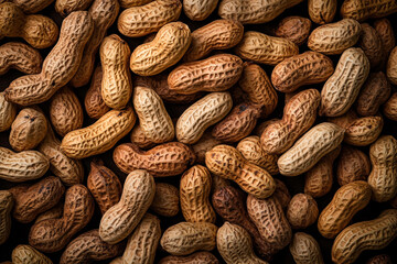 Fototapeta premium top view of roasted peanuts background