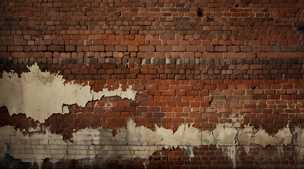Obraz premium An old brick wall with peeling paint and rough texture, ideal for adding urban, rustic elements with space for text.