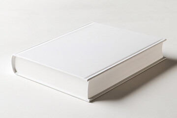 white book with blank empty cover over white table background