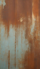 Obraz premium A close-up of rusty metal with faded paint and natural scratch marks, ideal for industrial or vintage themes.