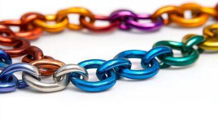 Fototapeta premium A close-up of a multicolored chain against a white background