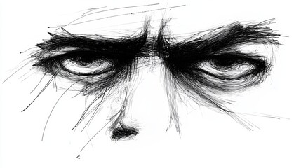 Obraz premium A monochrome image of a face with expressive eyes as the backdrop