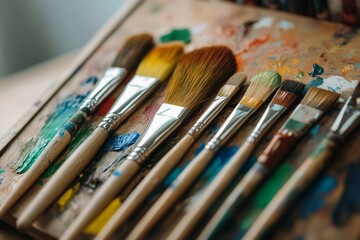 Obraz premium Mini Paint Palette With Wide Range of Brushes for Artists 
