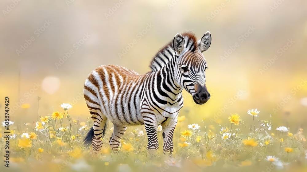 Poster minimalist zebra portrait with focus on the unique striping pattern, capturing the essence of nature