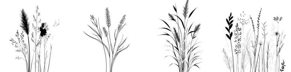 This engraving style picture shows a bunch of fescue grass plants common blue fescue.