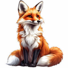 Obraz premium Animal stickers with a Cute cartoon red fox on a white background