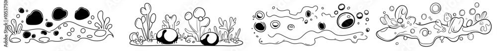 Poster an organic blob shape, abstract amoeba, and an irregular liquid shape graphic element set. a simple 