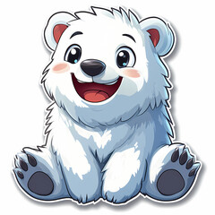 Animal stickers with a Cute cartoon white bear on a white background