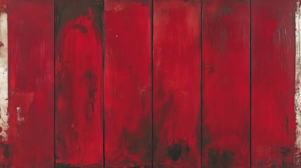 Obraz premium A close-up of a red wooden wall with black-and-white stripes at the base