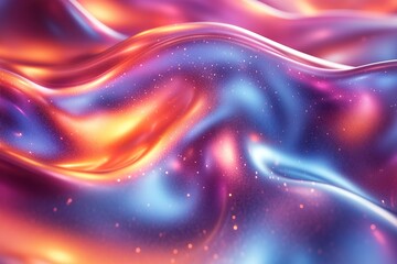 Abstract colorful liquid background with glowing particles.