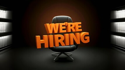 WE'RE HIRING 3D text for 16 x 9 ratio