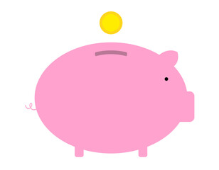 piggy bank with a coin