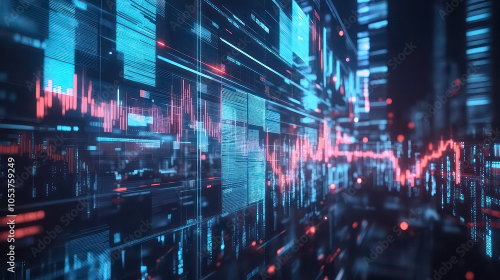 Aufkleber Abstract digital visualization of data streams and analytics.