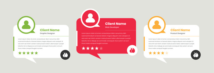 Simple text bubble client feedback and testimonial cad design for website