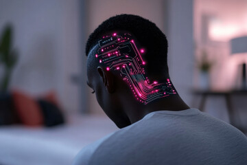 An animated concept where a virtual AI assistant interacts with a customer.