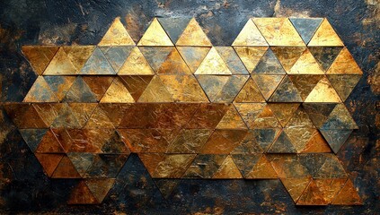 gold background with triangles, a shiny golden texture. 