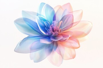 Fototapeta premium Radiant Holographic Flower: Vibrant 3D Render in Watercolor Style for Creative Projects