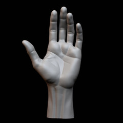 Human hand on a black background