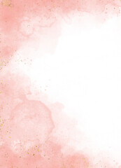 Fototapeta premium Pastel pink watercolor paint brush glitter gold for wedding elements. watercolour texture for cards, greetings or invitations. Brushstrokes and splashes