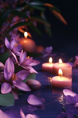 Soft candlelight illuminates dreamy floral arrangement