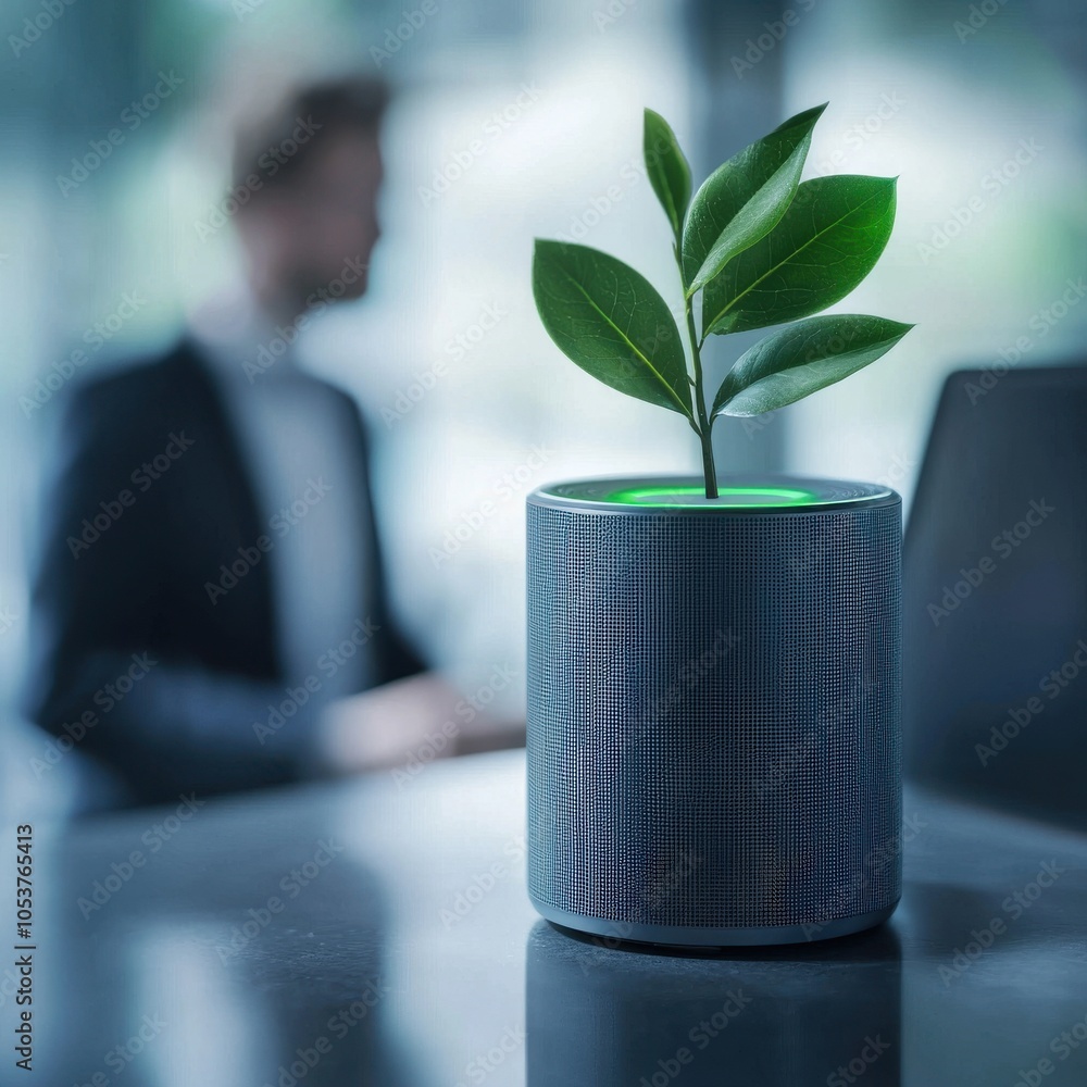 Poster digital assistant interacting with modern workspace