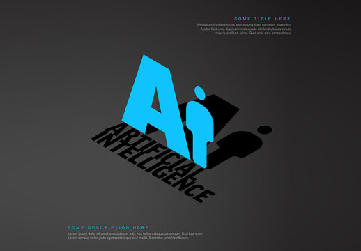 Ai artificial intelligence dark concept illustration social media banner header template with shadows