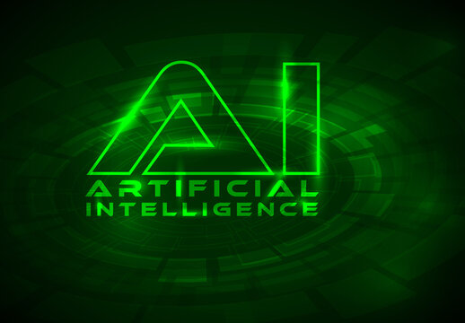 Ai artificial intelligence green concept illustration social media banner header template