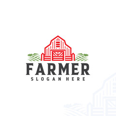 agriculture logo with farmhouse illustration and company name